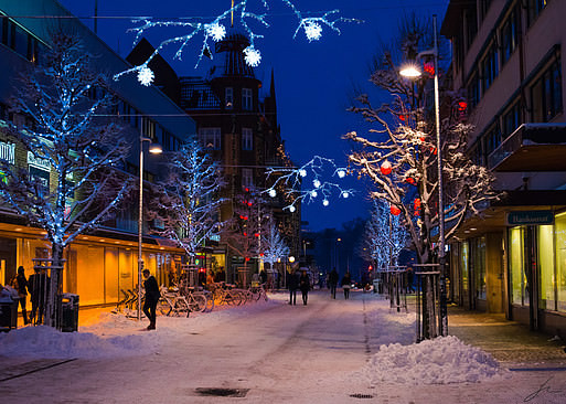 Skövde town center near Christmas